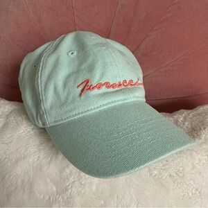 FIORUCCI Squiggle Logo Baseball Hat Cap Mint Green & Peach Embroidered Logo NWOT